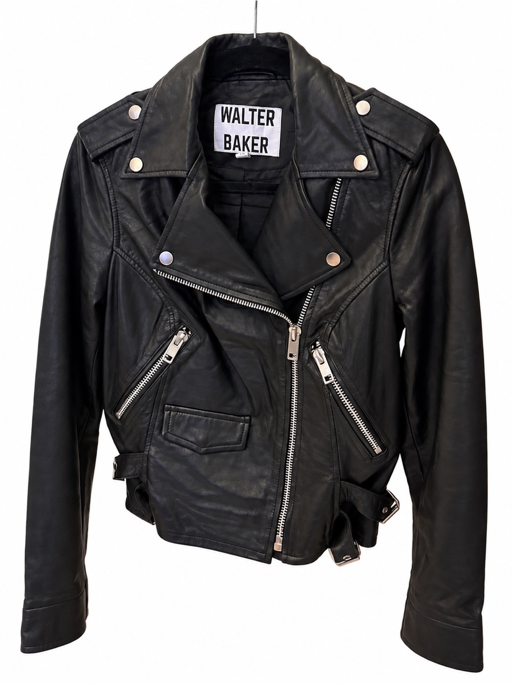 Walter Baker ‘Liz’ Cropped Lambskin Leather Moto Jacket - XS